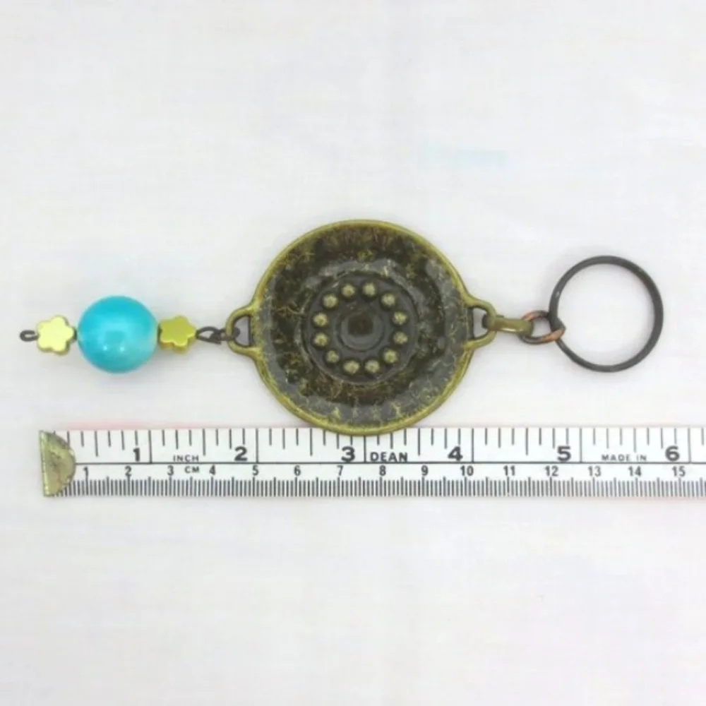 New Handmade Keychain Bag Charm Beaded Boho Antique Brass Rhinestones Faux Gem